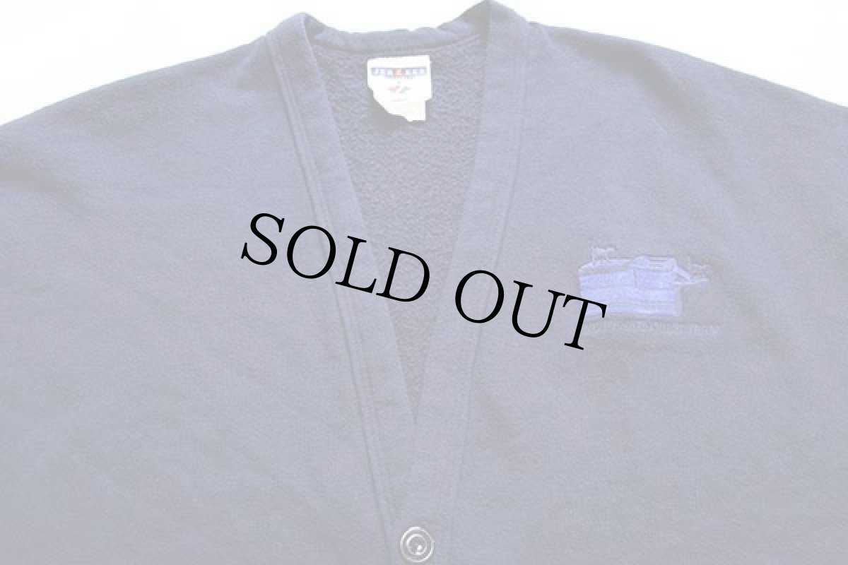 画像3: 90s KOPY KATS QUEST TEAM 刺繍 パチポケ スウェット カーディガン 紺 XL (3)