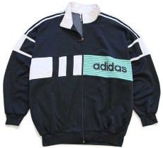 画像1: 90s adidasアディダス トラックジャケット 黒×白×緑 XL★ジャージ (1)