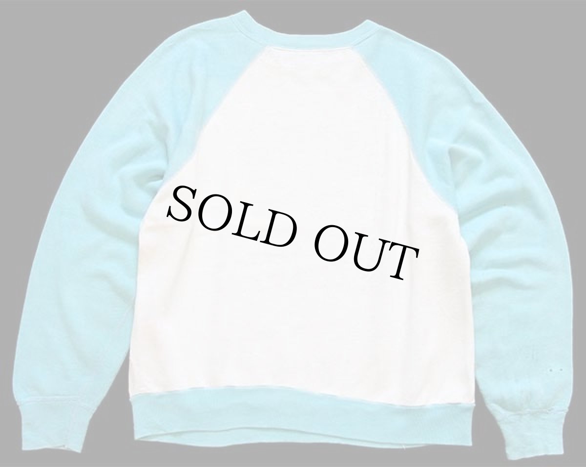 画像2: 70s NFL MIAMI DOLPHINS 染み込みプリント ツートン 切り替え スウェット ボロ 白×水色 (2)