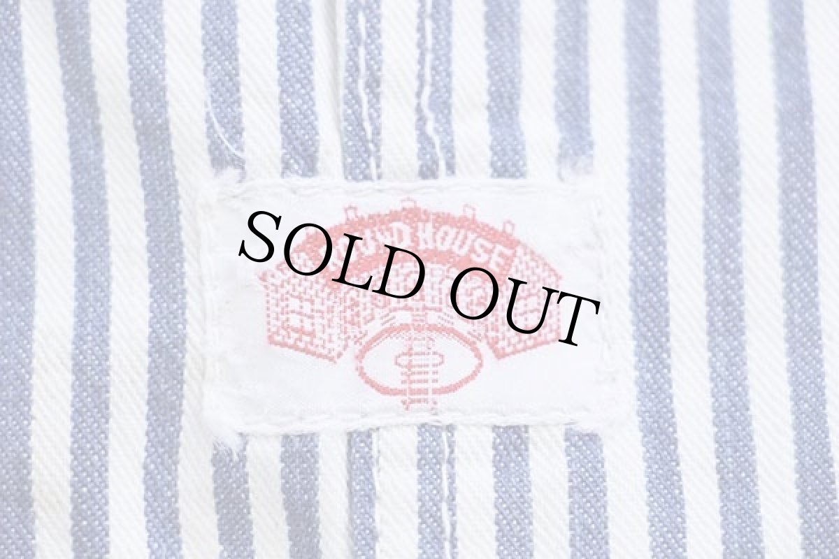 画像5: 60s ROUND HOUSEラウンドハウス エプロン付き ヒッコリー ストライプ ダブルニー オーバーオール w40 (5)