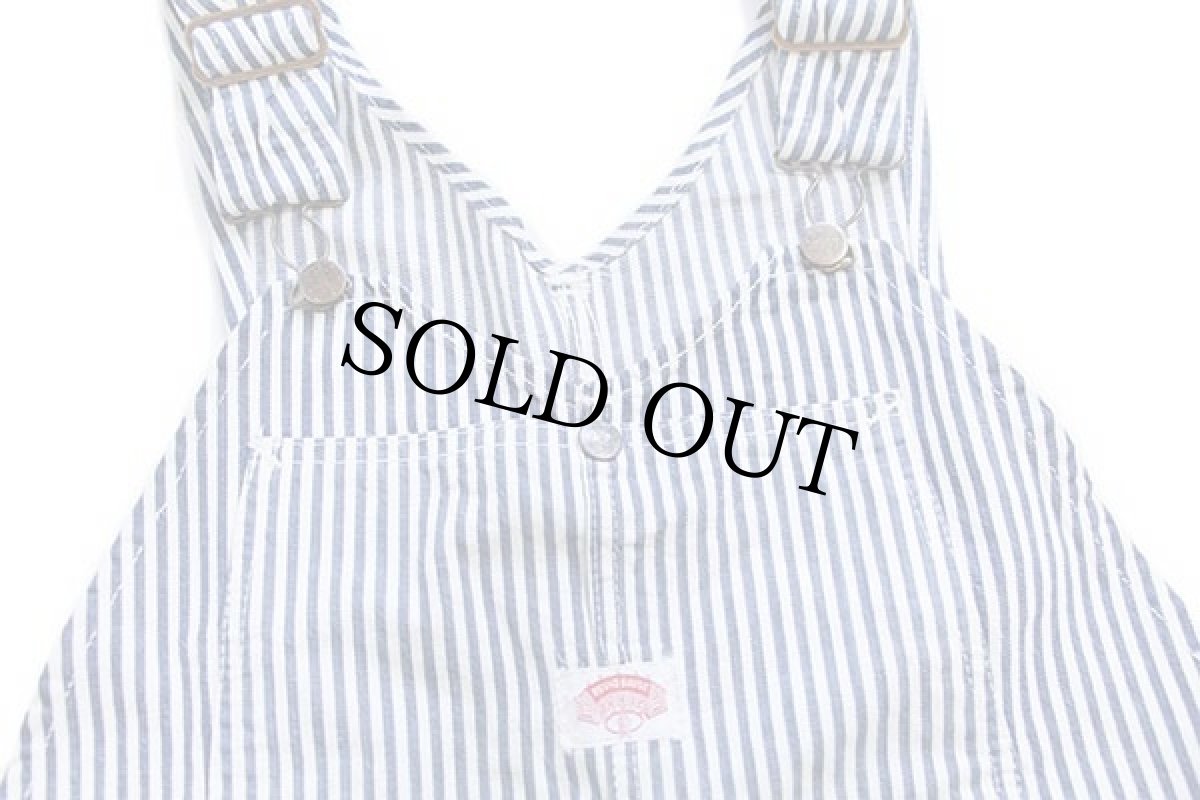 画像4: 60s ROUND HOUSEラウンドハウス エプロン付き ヒッコリー ストライプ ダブルニー オーバーオール w40 (4)