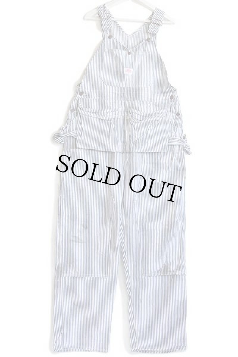 画像2: 60s ROUND HOUSEラウンドハウス エプロン付き ヒッコリー ストライプ ダブルニー オーバーオール w40 (2)