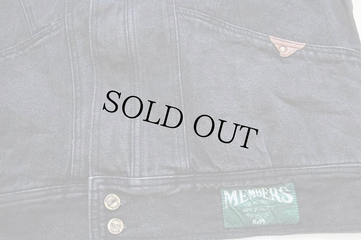 画像5: 90s MEMBERS RA99 ハイネック 先染め ブラック デニムジャケット★特大 (5)