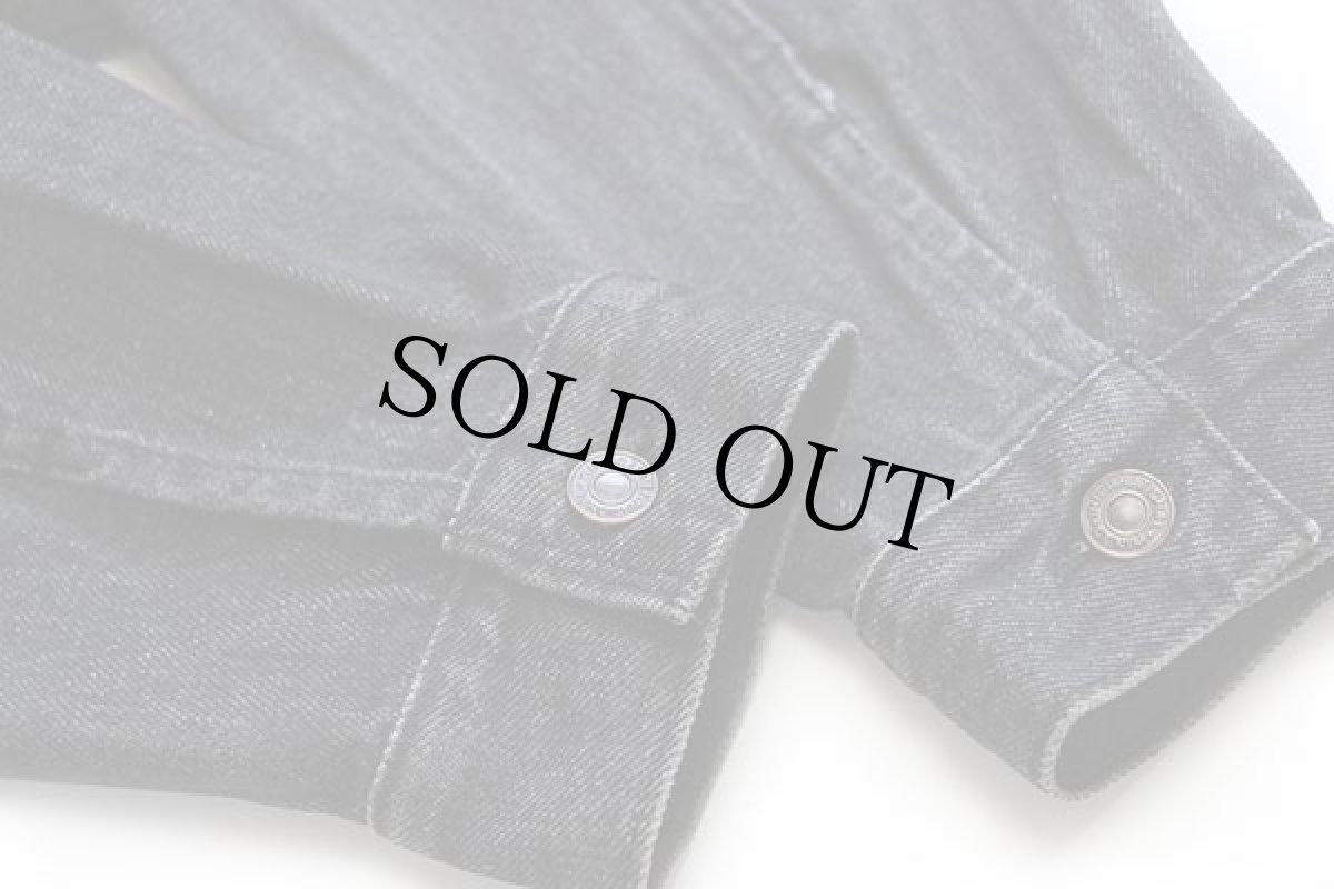 画像6: 90s カナダ製 INTERNATIONAL DENIM KMS HAIRCARE刺繍 先染め ブラック デニムジャケット L (6)