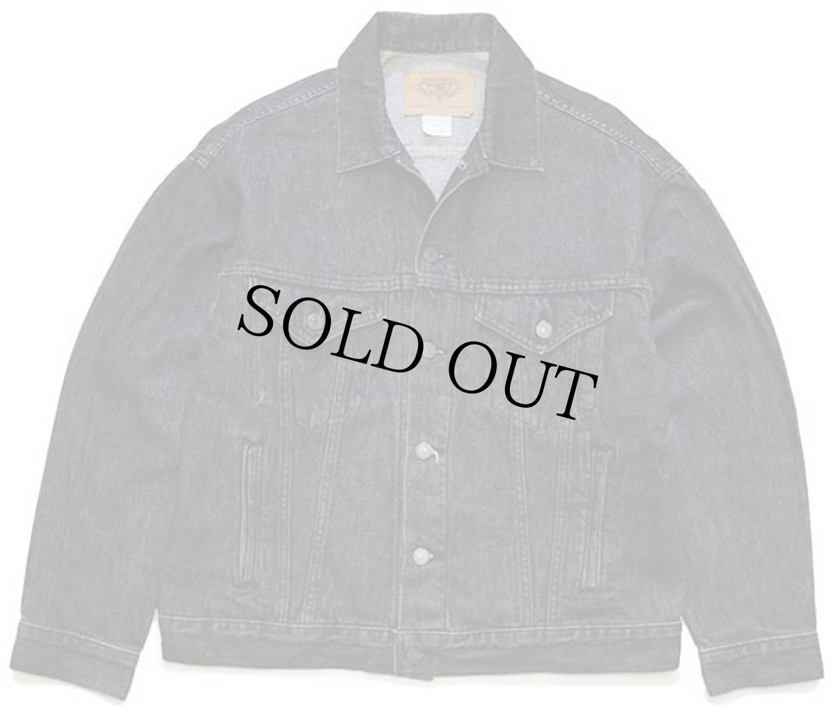 画像2: 90s カナダ製 INTERNATIONAL DENIM KMS HAIRCARE刺繍 先染め ブラック デニムジャケット L (2)