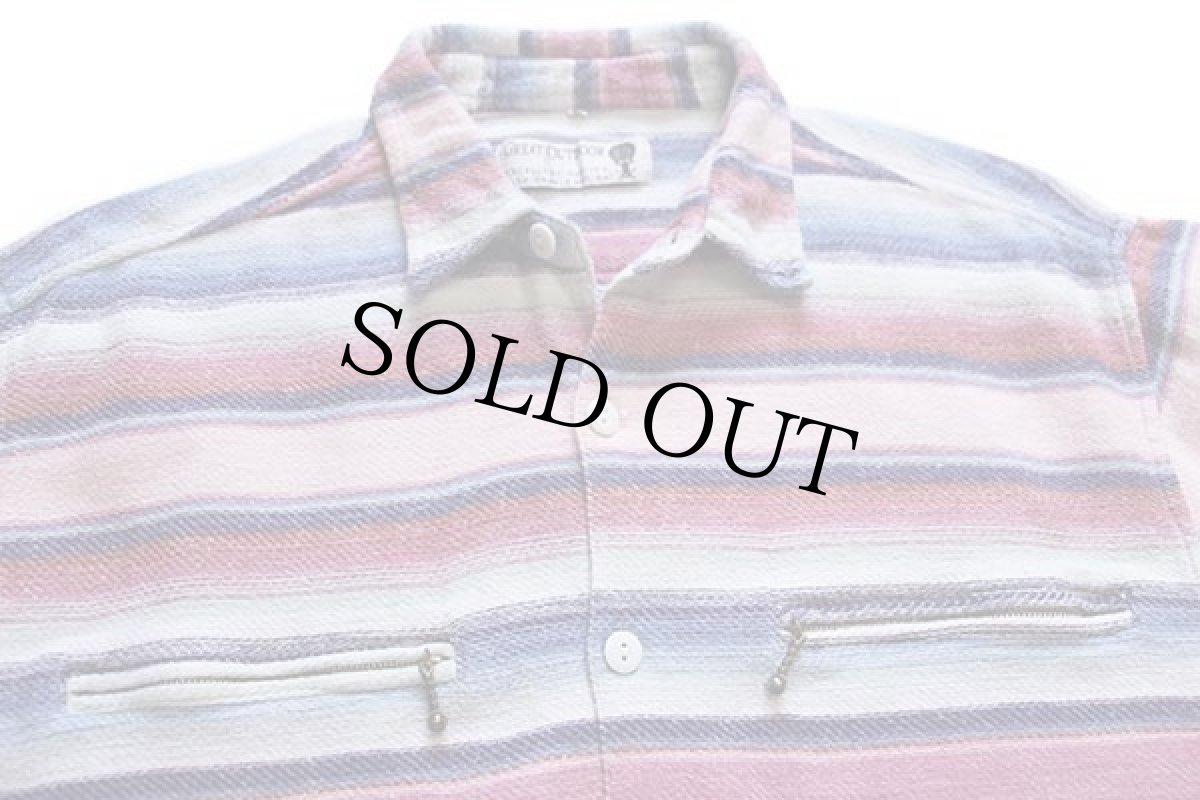 画像3: 90s GREAT OUTDOOR ラグ柄 コットン フランネルシャツ L (3)