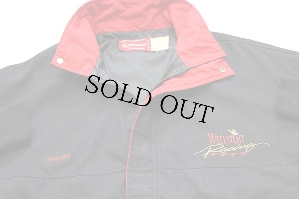 画像3: 80s USA製 Swingster Winston Racing TEAM 刺繍 ライン入り ジャケット 黒 L (3)