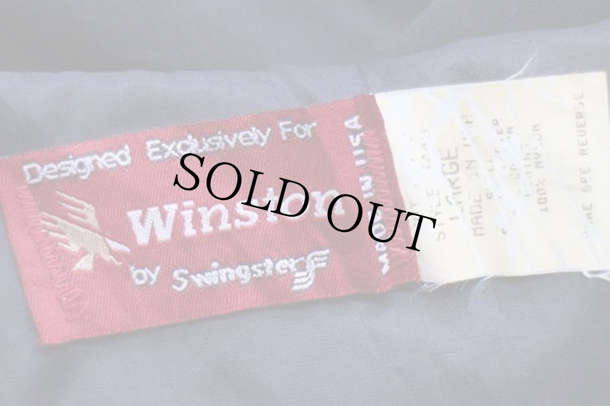 画像4: 80s USA製 Swingster Winston Racing TEAM 刺繍 ライン入り ジャケット 黒 L (4)