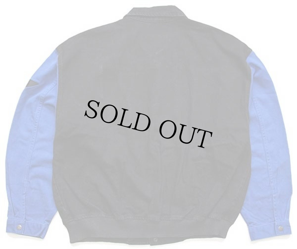 画像2: 90s international DENIM SAP刺繍 ツートン カラーデニムジャケット 黒×青 特大 (2)