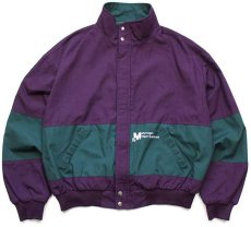画像1: 90s USA製 swingster Mycogen Plant Sciences 刺繍 ツートン 切り替え ジャケット 紫×緑 XL (1)