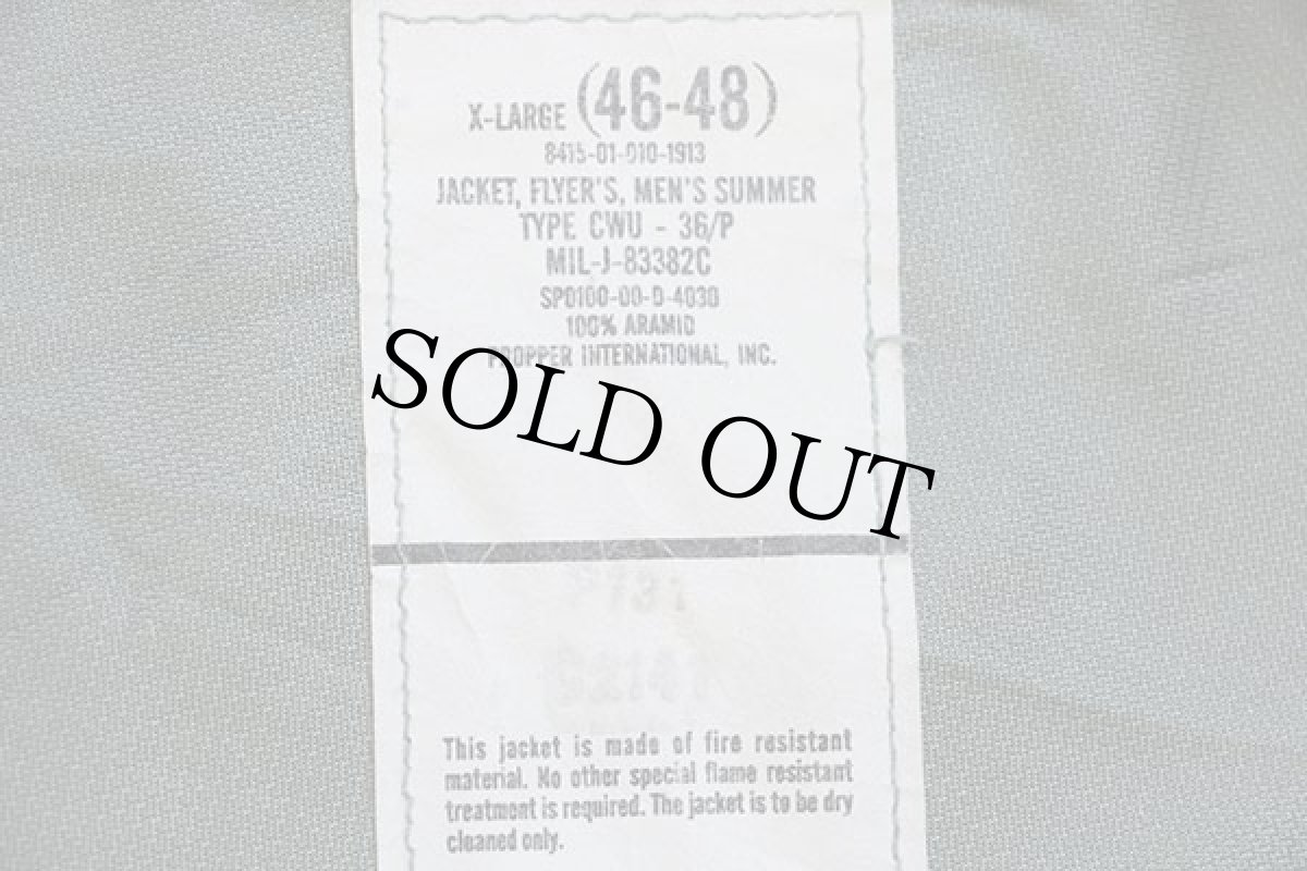 画像4: 00s 米軍 USAF CWU-36/P アラミド フライトジャケット セージグリーン XL (4)