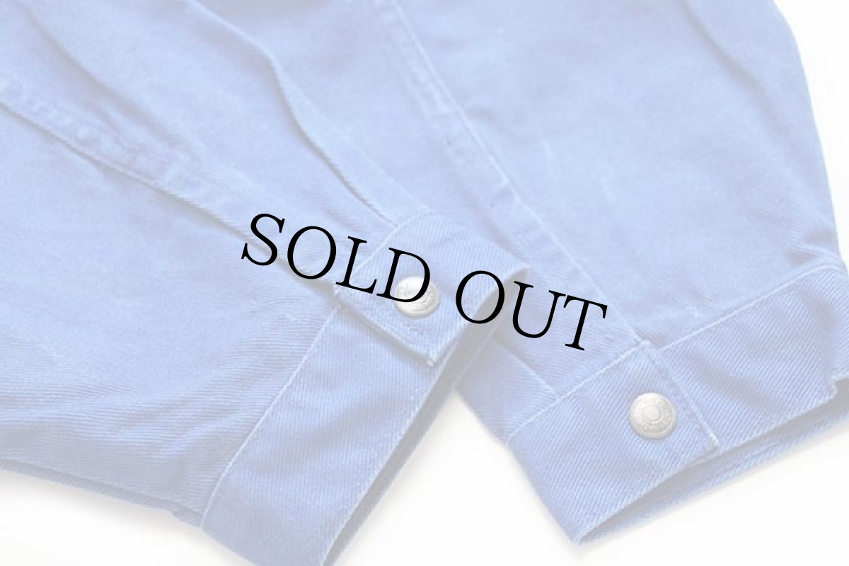 画像7: 90s international DENIM SAP刺繍 ツートン カラーデニムジャケット 黒×青 特大 (7)