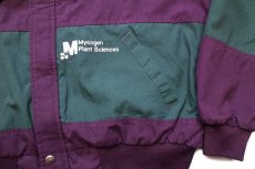 画像4: 90s USA製 swingster Mycogen Plant Sciences 刺繍 ツートン 切り替え ジャケット 紫×緑 XL (4)
