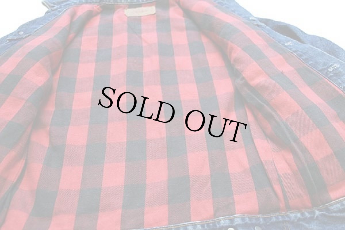 画像5: 80s USA製 Levi'sリーバイス 70411 バッファローチェック ネルライナー デニムジャケット 4ポケット 36★A (5)