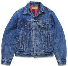 画像1: 80s USA製 Levi'sリーバイス 70411 バッファローチェック ネルライナー デニムジャケット 4ポケット 36★A (1)