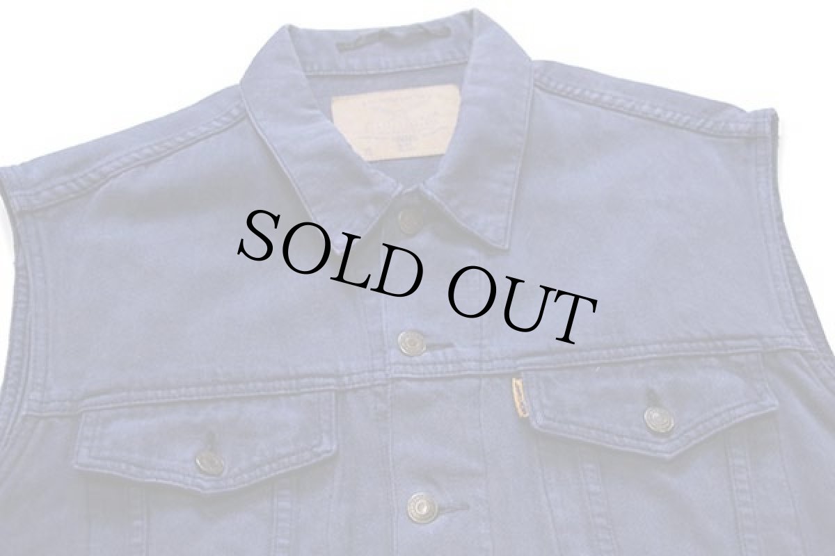 画像3: 90s MONTANA 301 カラーデニムベスト 4ポケット 後染め ナス紺 XL (3)