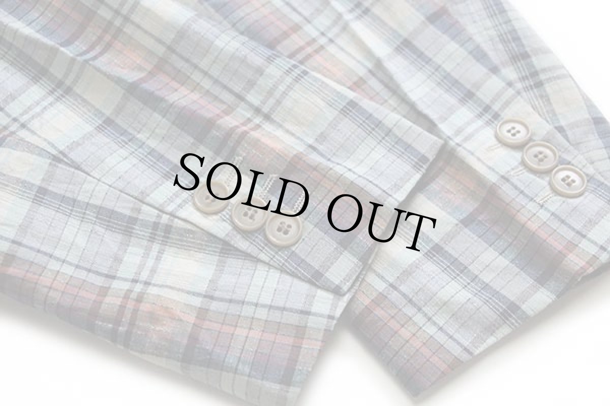 画像7: 80s イタリア製 Marzotto マドラスチェック 2つボタン コットン テーラードジャケット (7)