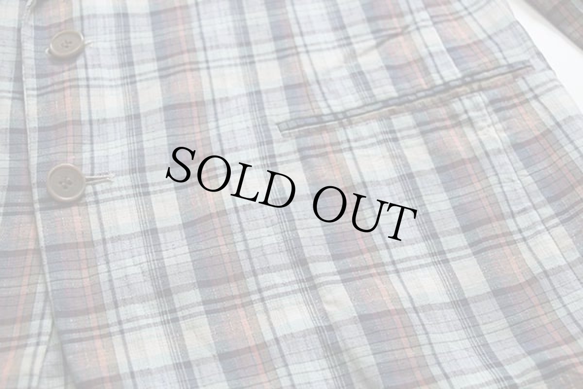 画像6: 80s イタリア製 Marzotto マドラスチェック 2つボタン コットン テーラードジャケット (6)