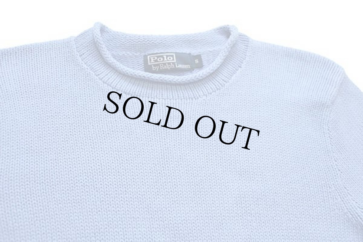 画像3: ポロ ラルフローレン 無地 ロールネック コットンニット セーター スカイブルー S (3)