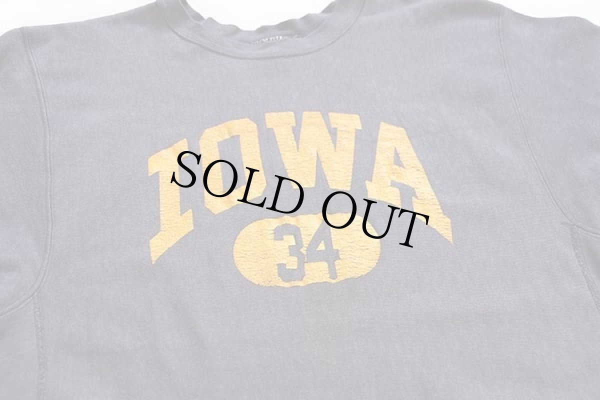 画像3: 80s USA製 Championチャンピオン IOWA 34 ひび割れプリント リバースウィーブ スウェット 薄紺 フェード XL (3)