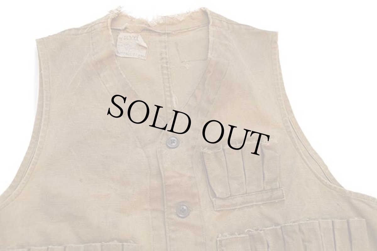 画像3: 30s TRYON'S バックルバック ダック地 ハンティングベスト ボロ 茶 (3)