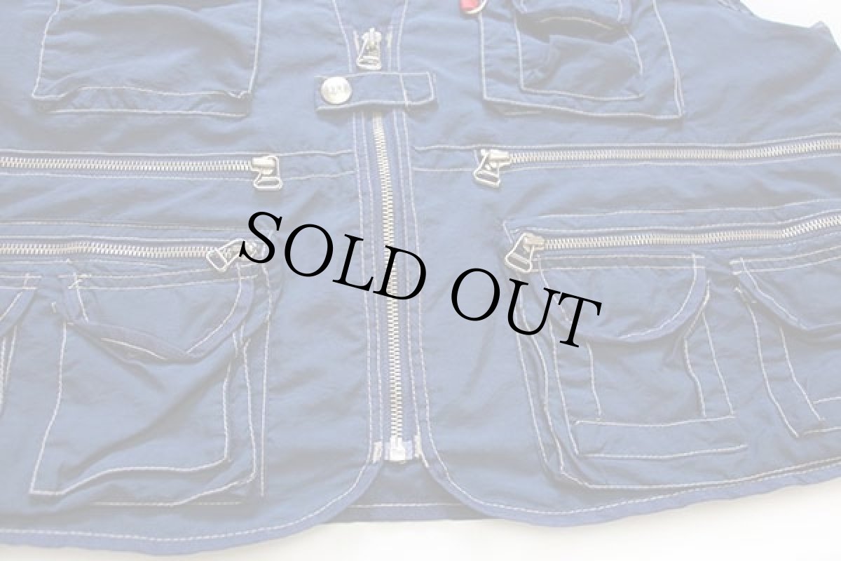 画像6: 90s RIFLE ナイロン サファリベスト 紺 XL (6)