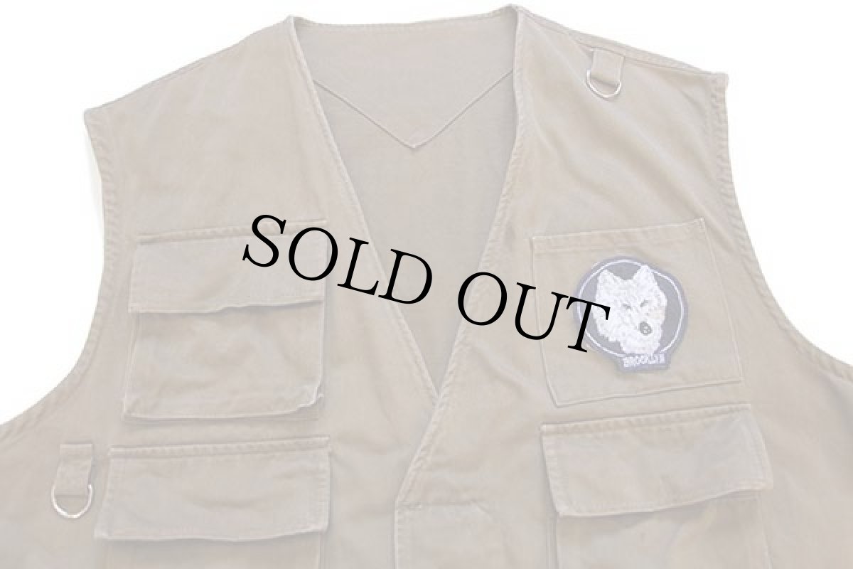 画像3: 70s UNKNOWN BROOKLYN パッチ付き コットンツイル サファリベスト 茶 (3)