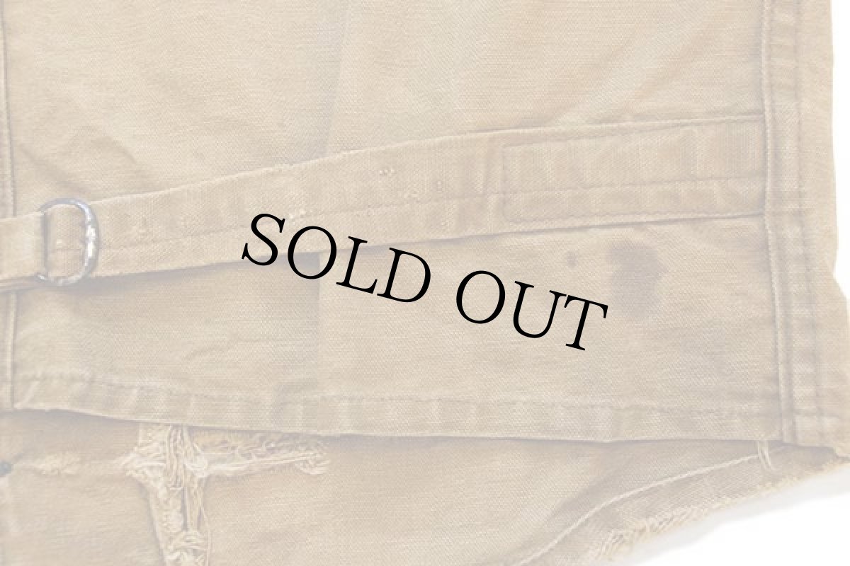 画像7: 30s TRYON'S バックルバック ダック地 ハンティングベスト ボロ 茶 (7)