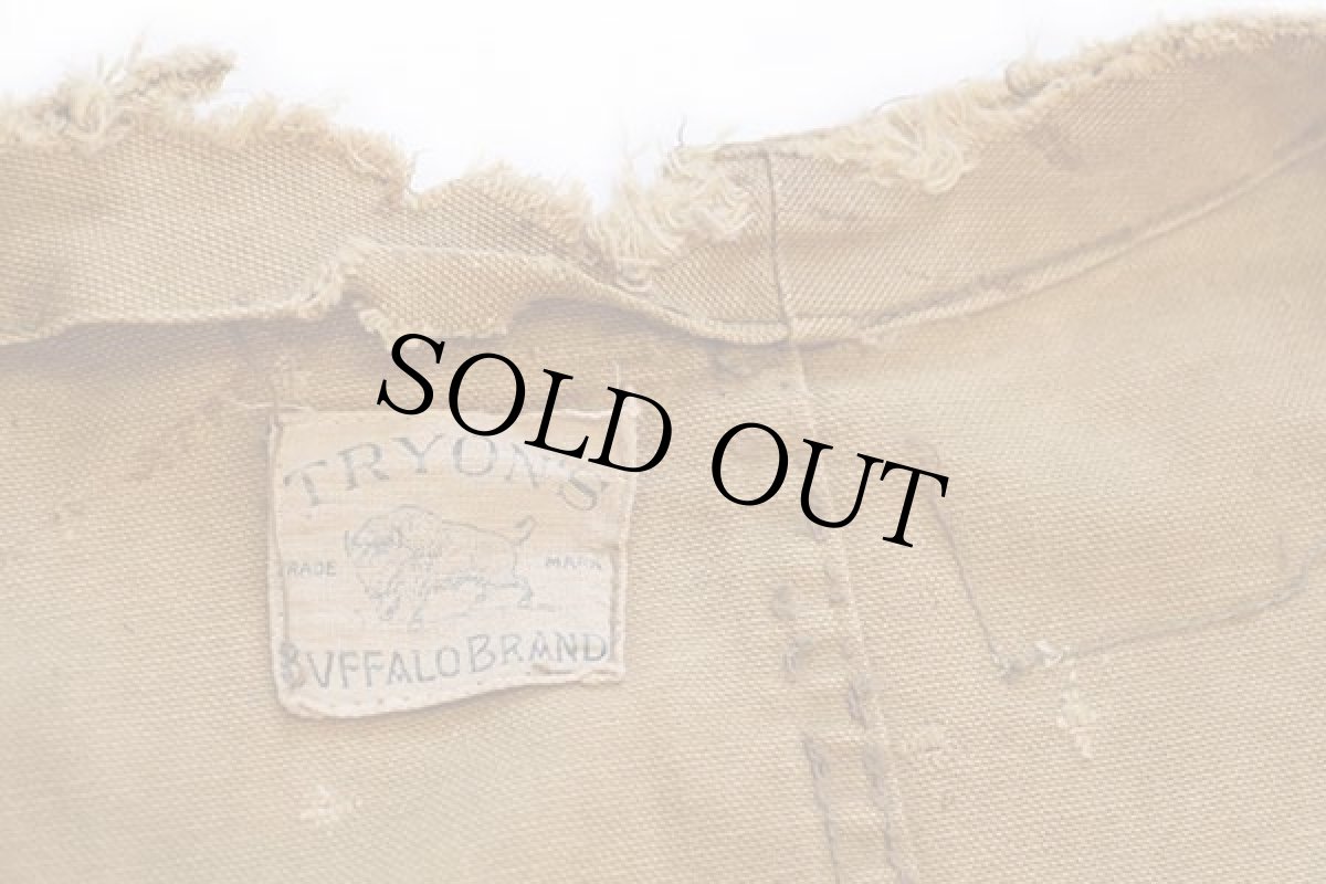 画像4: 30s TRYON'S バックルバック ダック地 ハンティングベスト ボロ 茶 (4)