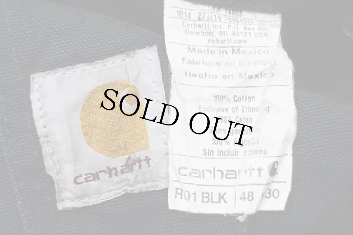 画像6: メキシコ製 carharttカーハート ダック地 ダブルニー オーバーオール 黒 w48 L30★特大 (6)