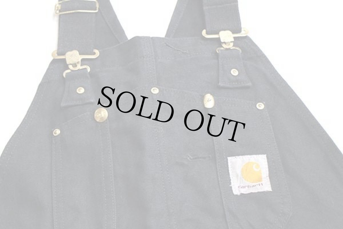 画像4: メキシコ製 carharttカーハート ダック地 ダブルニー オーバーオール 黒 w36 L32 (4)