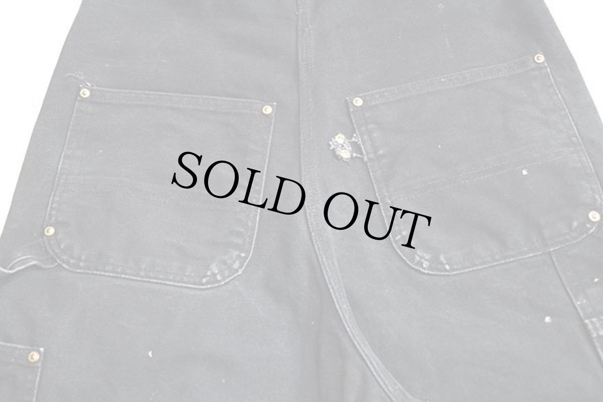 画像5: carharttカーハート ダック地 ダブルニー オーバーオール ペンキ飛び 黒 w32 (5)