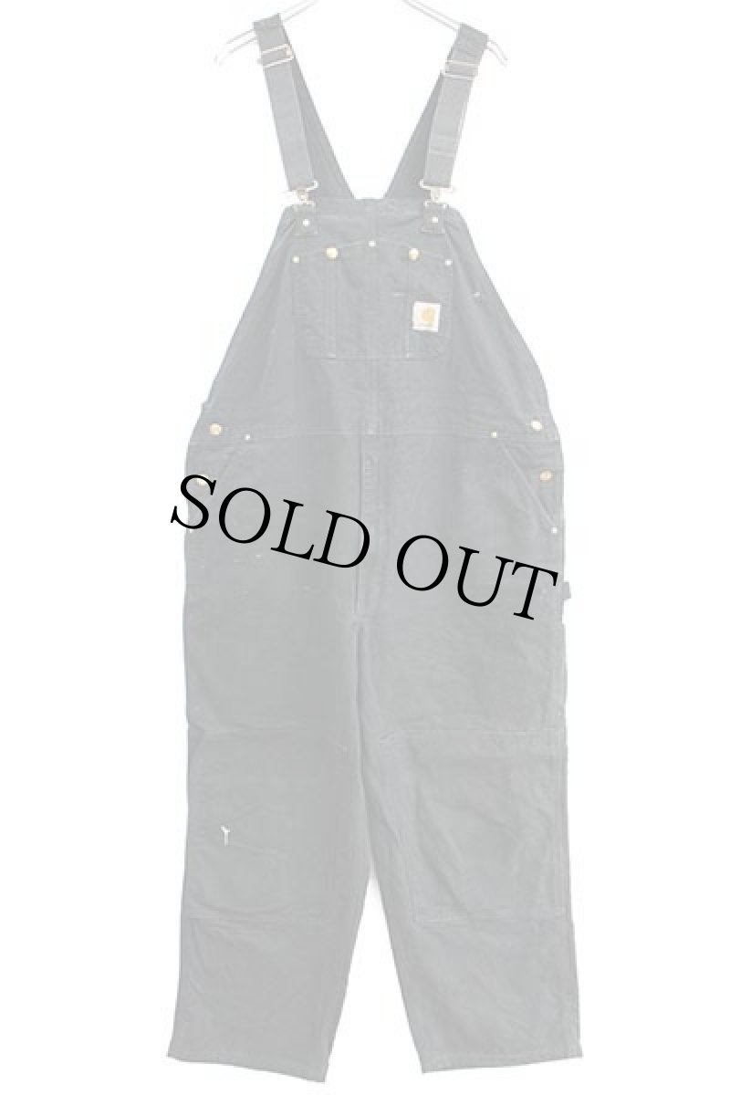 画像2: メキシコ製 carharttカーハート ダック地 ダブルニー オーバーオール 黒 w48 L30★特大 (2)