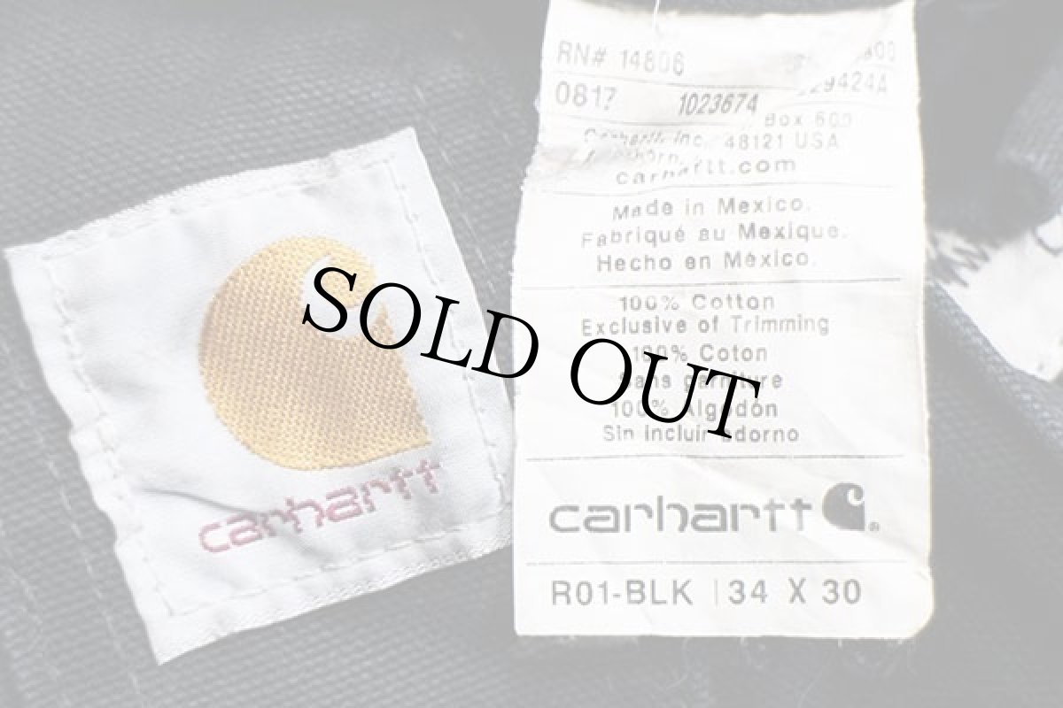 画像5: メキシコ製 carharttカーハート ダック地 ダブルニー オーバーオール 黒 w34 L30 (5)