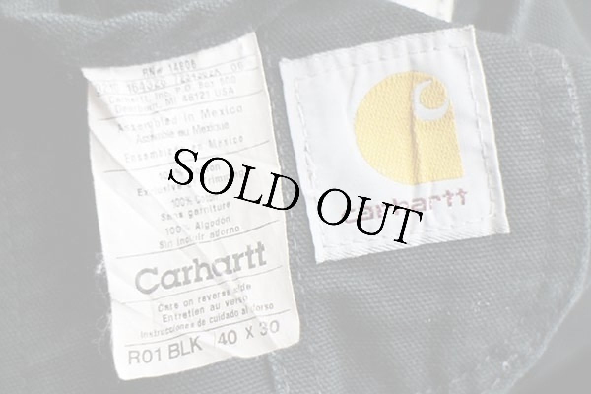 画像5: メキシコ製 carharttカーハート ダック地 ダブルニー オーバーオール 黒 w40 L30 (5)