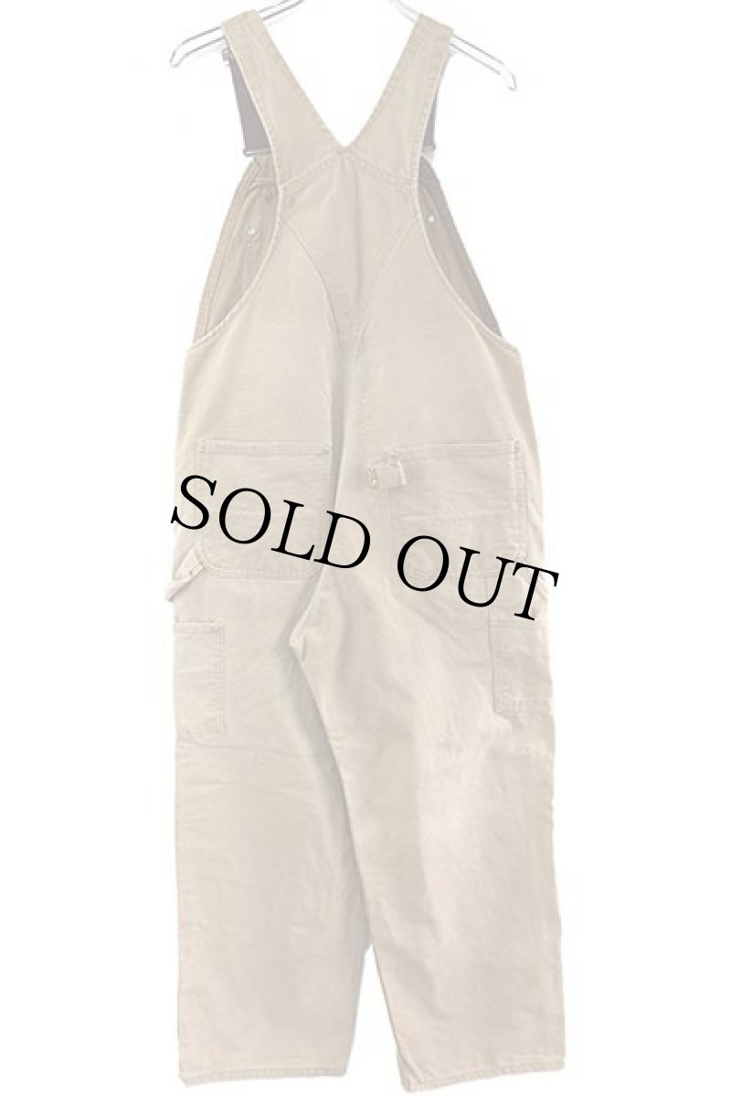 画像3: 00s USA製 carharttカーハート ダック地 ダブルニー オーバーオール 茶 フェード w36 L30 (3)