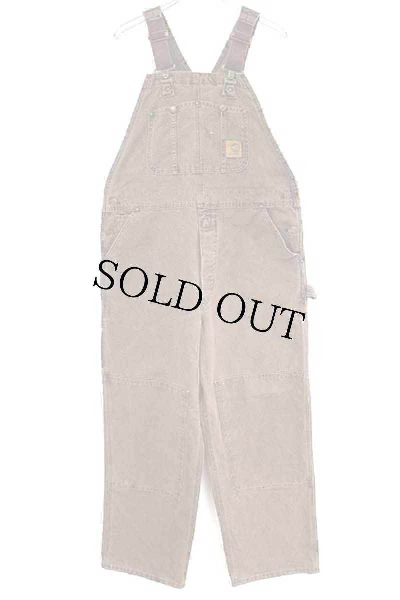 画像2: 90s carharttカーハート ダック地 ダブルニー オーバーオール 焦げ茶 w40 (2)