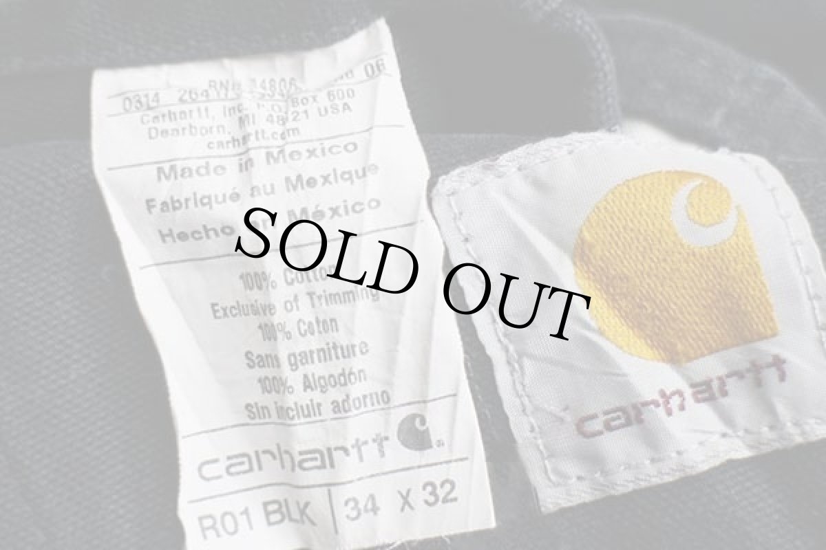 画像5: メキシコ製 carharttカーハート ダック地 ダブルニー オーバーオール 黒 w34 L32 (5)