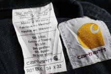 画像5: メキシコ製 carharttカーハート ダック地 ダブルニー オーバーオール 黒 w34 L32 (5)