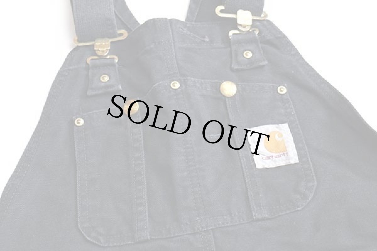 画像4: メキシコ製 carharttカーハート ダック地 ダブルニー オーバーオール 黒 w34 L30 (4)