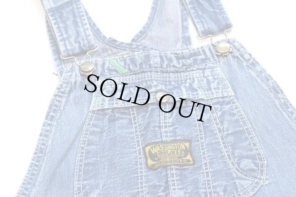 画像4: 70s USA製 WASHINGTON DEE CEE インディゴ デニム オーバーオール w30 (4)