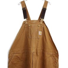 画像1: メキシコ製 carharttカーハート ダック地 ダブルニー オーバーオール 茶 w60 L32★特大 (1)