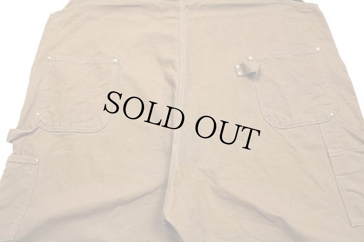 画像5: 00s USA製 carharttカーハート ダック地 ダブルニー オーバーオール 茶 w54 L32★特大 (5)