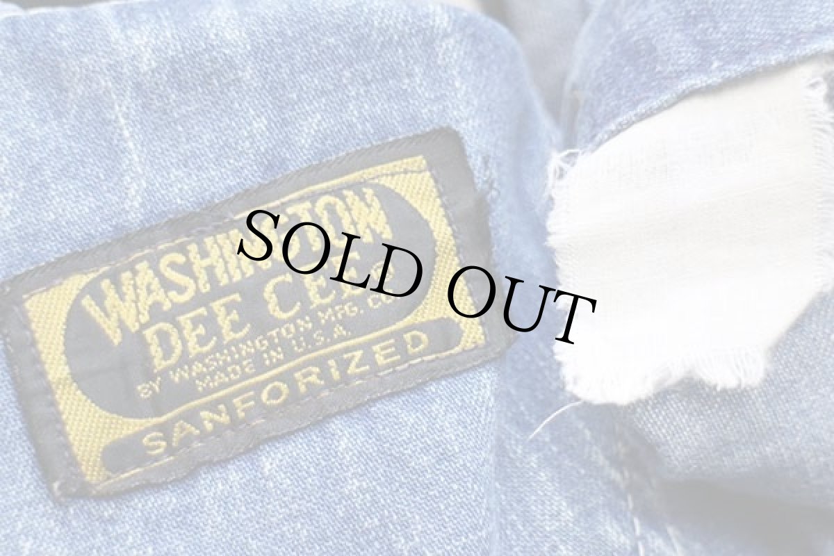 画像5: 70s USA製 WASHINGTON DEE CEE インディゴ デニム オーバーオール w30 (5)