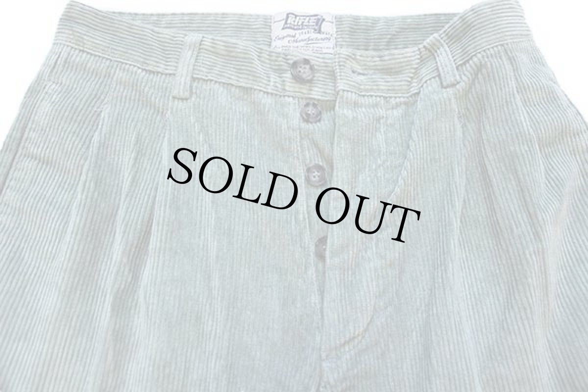 画像4: 90s イタリア製 RIFLE ツータック 太畝 コーデュロイパンツ グリーン w30★スラックス (4)