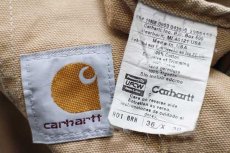 画像5: 00s USA製 carharttカーハート ダック地 ダブルニー オーバーオール 茶 フェード w36 L30 (5)