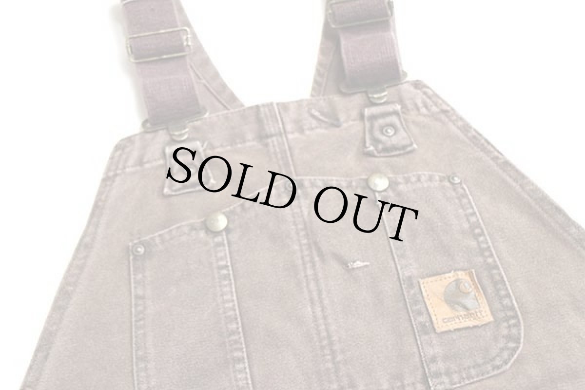 画像4: 90s carharttカーハート ダック地 ダブルニー オーバーオール 焦げ茶 w40 (4)