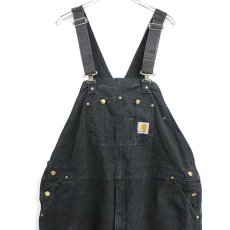 画像1: メキシコ製 carharttカーハート ダック地 ダブルニー オーバーオール 黒 w48 L30★特大 (1)