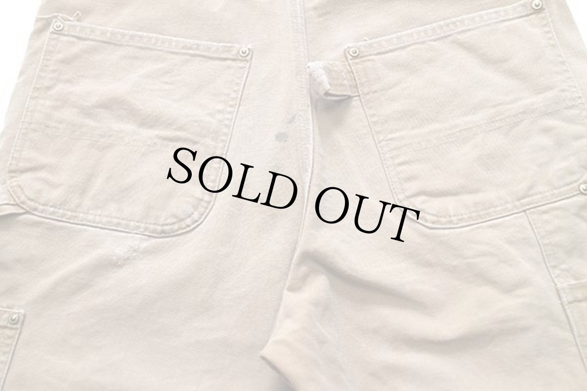 画像5: 80s carharttカーハート ダック地 ダブルニー オーバーオール 茶 フェード w33 (5)