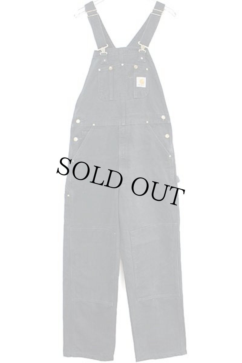 画像2: メキシコ製 carharttカーハート ダック地 ダブルニー オーバーオール 黒 w34 L32 (2)